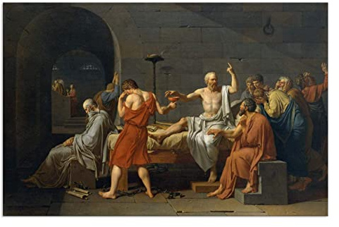 ZHONGYUTONG Der Tod von Sokrates Leinwand Kunstdruck Jacques Louis David Ölgemälde Bild Poster Berühmte Reproduktion Gemälde für Wohnzimmer (40x60cm, Kein Rahmen)