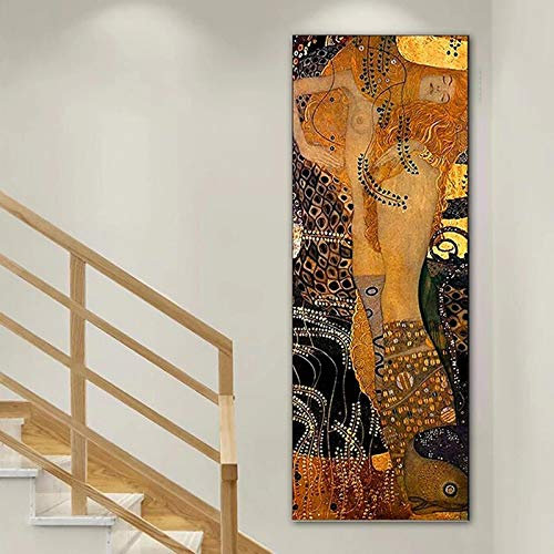 ZZHL BerüHmte Leinwand GemäLde Von Gustav Klimt Klassische Poster Und Drucke Abstrakte Wandkunst Bilder FüR Wohnzimmer Dekor 50x150cm (20x60in) Rahmenlos