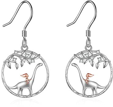 VONALA Dinosaurier Ohrringe 925 Sterling Silber, Baum des Lebens Ohrringe für Frauen, Mädchen und Dinosaurier Tier Schmuck Geschenke
