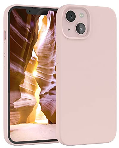 EAZY CASE custodia per cellulare in silicone premium compatibile con iPhone 13 con protezione della fotocamera e rivestimento interno custodia protettiva bumper in Rosa antico