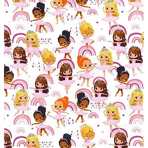 Cotton Digital Print Design Fabric Material - Ballerina Girls, 1Mtr 150cm x 100cm