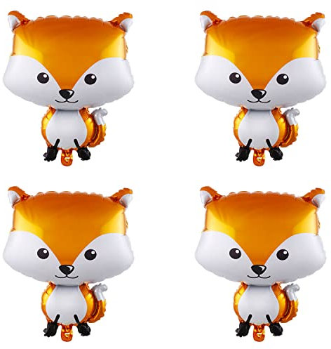 Finypa Fuchs-Ballons aus Mylar, für Babyparty, Kinder, Jungen, Dekoration für Wald-Mottopartys, 63 cm, 4 Stück