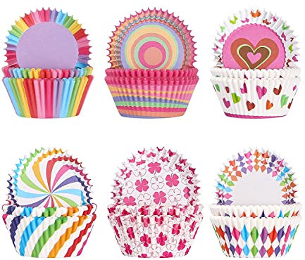 300 Stück Muffinförmchen Papier, Muffins Backförmchen, Cupcake Regenbogen Papier Fällen Liners Wrapper, für Backen, Dessert, Party, Geburtstag, Hochzeit