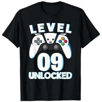 Level 9 Unlocked 9th Birthday Gaming Gamer Boys T-Shirt