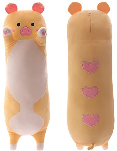 Yeqivo Peluche lungo Maiale cuscino carino animale cuscino bambino peluche giocattolo (Maiale, 50cm)