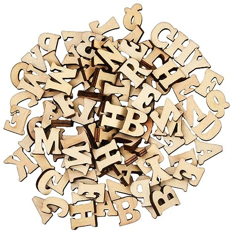 Wisebom 200 Stücke Hölzerne Großbuchstaben, Mini Holz Buchstaben für Wohnkultur Frühkindliche Bildung, Scrabble Holzbuchstaben, Holzbuchstaben Set für DIY Kunsthandwerk Hochzeitsfest Party (200)