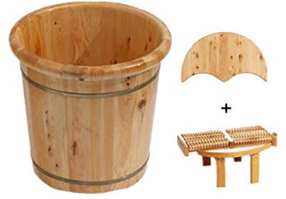 SilteD Sauna-Eimer, Badewannen-Eimer aus reinem Holz, handgefertigt, Sauna-Zubehör für Fußbadewannen, Fußentspannungs-Badefass (Farbe: C) Present