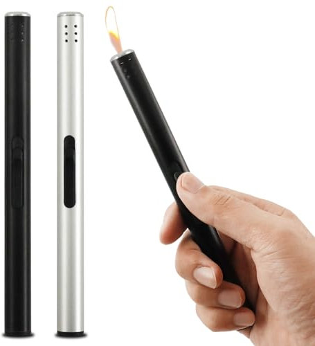 TaimeiMao 2 x Encendedor Velas, Mechero Largo, Jet Flame Encendedor, Encendedor a Prueba de Viento, Encendedor de Gas Recargable, para Acampar al Aire Libre, Cocina (Se Vende sin Gas Butano)