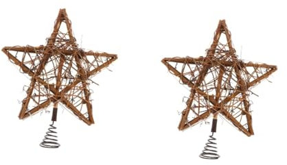 PRETYZOOM 2 Sätze Pentagrammlampe Aus Baumrattan Weihnachtsstern-baumspitze Urlaub Baumspitze Bauernhaus-baumspitze Krippenschmuck 3D Europäisch Und Amerikanisch Sternenbaum Schmiedeeisen