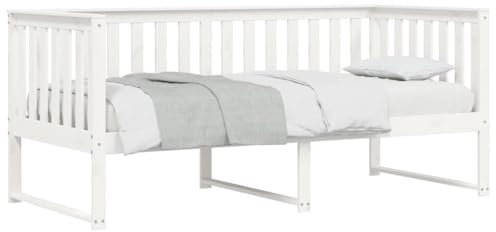 vidaXL Tagesbett, Schlafsofa mit Stauraum, Bettsofa Gästebett mit Lattenrost, Sofa Bett Ausziehbett für Schlafzimmer Wohnzimmer, Weiß 90x190cm Massivholz Kiefer