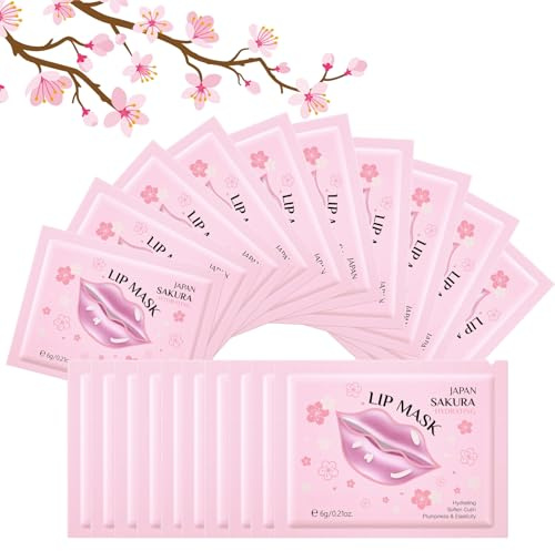 ISBEAUSOLS 20PCS Sakura Lip Masks - Cherry Blossom Lip Care - Deep Nourishment, Moisturizing, Brightening, Silky Texture, Easy Storage