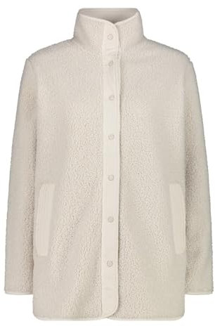 CMP - Giacca lunga da donna in pile teddy Highloft, Vaniglia, 46