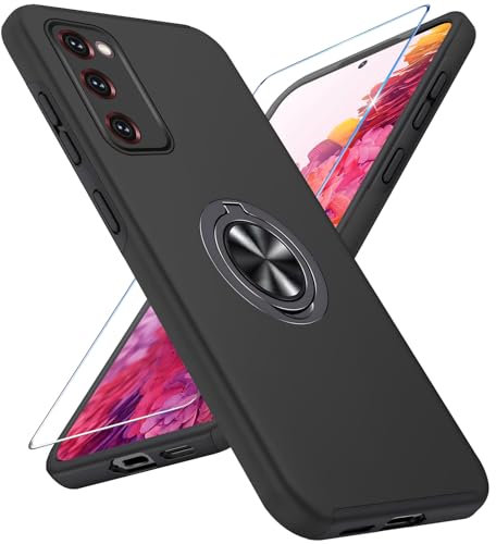 Handyhülle für Samsung Galaxy S20 FE Hülle mit Schutzfolie, Schutzhülle Galaxy S20 FE Case mit 360° Magnetischer Ring Ständer Kratzfest Fallfestigkeit Stoßfest für Samsung S20 FE 5G Cover (Schwarz)