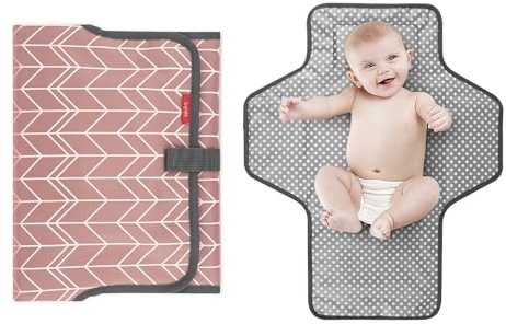 Babebay Waterproof Portable Diaper Changing Pad, Foldable Travel Changing Mat for Baby Girl Boy, Lightweight Travel Changing Station, Boho Geometric Pattern