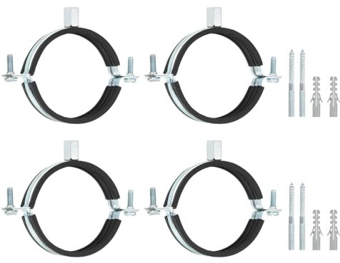 sourcing map 4 Pcs Adjustable Pipe Bracket Clamp, 3(76mm) Wall Ceiling Mount Split Ring Pipe Hanger Galvanized Iron Pipe Strap Support with Screw & Expansion Tube for Pipe Tube