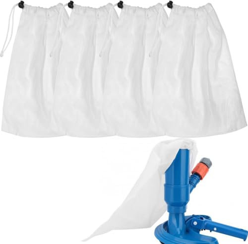 BOPRKTM Lot de 4 Sacs en Maille de Rechange pour aspirateur Piscine 32x22cm Sac Filtrant Piscine Filet Fin pour aspirateur Feuilles de Piscine avec Cordon Verrouillage Sacs de Nettoyage de Piscine