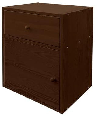 PROSBUD Nachttisch Mit Schublade Und Tür Beistellschrank Für Bett Nachtschrank Beistelltisch 58,5 x 45,6 x 35 cm Holz Walnuss Paris