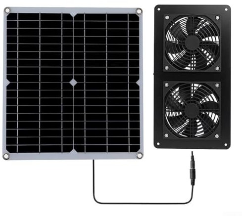 Solarbetriebener Ventilator mit Solarmodul, 30 W, solarbetriebener Kühlventilator, für den Außenbereich, tragbarer Solar-Abluftventilator, für Hundehaus, Hühnerhaus (Solarventilator)