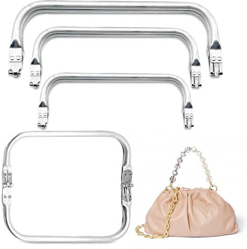 Mture 4 Stück Taschenrahmen Verschluesse 16cm 18cm 20cm 22cm, Verschluss U Förmige Griffe, Aluminium Silber Rohrrahmen Tasche Griff Zubehör für DIY Nähen Handwerk Dinner-Beutel-Tasche