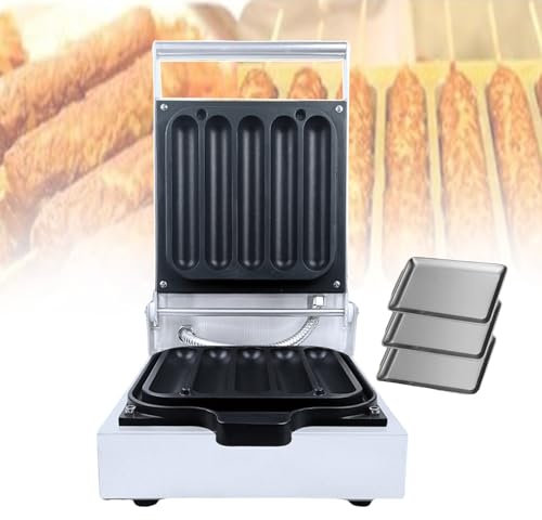 FBJAMZ Commercial Hot Dog Waffle Maker,Double-sided Egg Roll Machine,with Thermostat 50~300°C and Timer 5 Mins,for Restaurants
