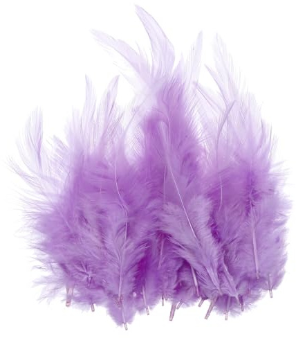 PATIKIL Plumas Colores de Gallo de 10-15cm, Paquete de 200 Plumas Naturales a Granel para Manualidades Plumas de Colores Esponjosas para Atrapasueños Trabajo Manual Ropa Boda Lila Claro