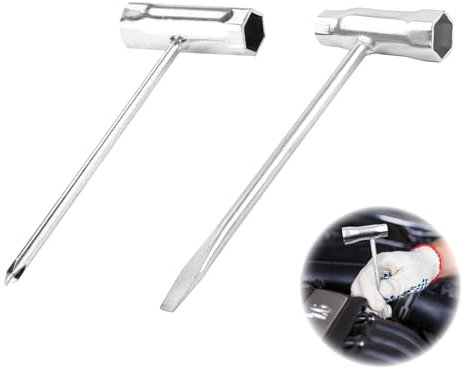 Clé à Bougie, Clés à Bougie d'Allumage, Clé à Tronçonneuse avec Tournevis, Clé en T, pour Tronçonneuse, Scooter, Cyclomoteur, Tondeuse, Débroussailleuse, 2 Pièces, 13 mm x 19 mm