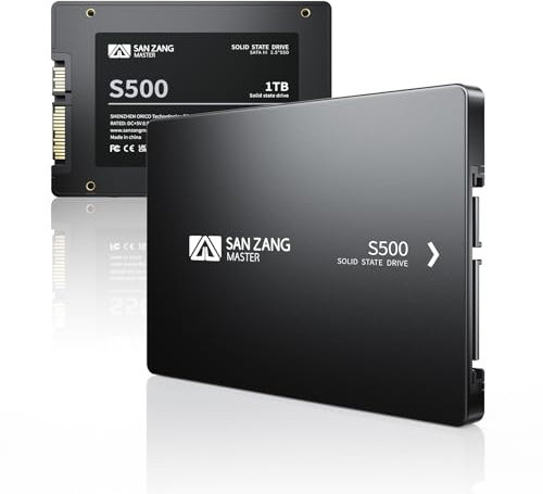 SAN ZANG MASTER Disque Dur Interne SATA SSD 2.5 512Go, SATA III 6Gb/s, jusqu'à 500Mo/s en Lecture, 450Mo/s en écriture, 3D NAND, Compatible avec Ordinateurs Portables et de Bureau, S500