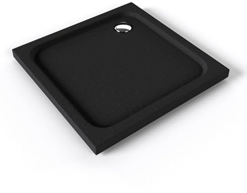 SHIMMER STONE Receveur de douche 85 x 85 cm acrylique Noir effet pierre + bonde et siphon inclus - Salle de bain