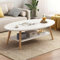 WUDLEP 120CM Modern Coffee Table, 2-Tier Black Coffee Tables for Living Room, Cocktail Desk, Storage Shelves with Wood Frame, Table End for Home (White)