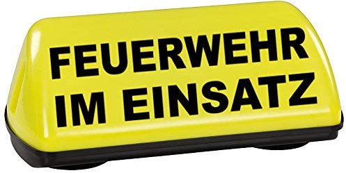 Dachaufsetzer SPEED gelb unbeleuchtet FEUERWEHR IM EINSATZ beidseitig beschriftet mit gummierten Magneten