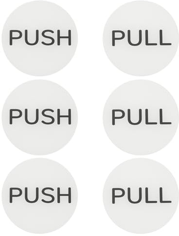 PATIKIL 3 Juegos De Calcomanías De Puerta Empujar Y Tirar, 3 Calcomanías De Placa Acrílica Vertical Autoadhesiva Para Puertas De Vidrio De Negocios Y Tiendas, Redondas, Blancas
