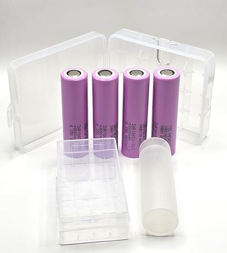 4x SAM 30Q - 3000mAh 15A Continuous or 25A (90W) max. Discharge - Medium to High Drain - Rechargeable Flat Top 18650 Li-Po Battery + Case