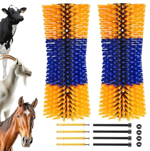 2Pcs Kratzbürste für Pferd Kuh, Universal Vieh Kratzbürste, Verbessertes geschwungenes Design Geeignet für die Körperform von Rindern und Pferden, Kratzbürste Nylon Kratzmatte für Schaf Pferd Kuh