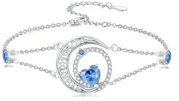 Flpruy Mondarmband in Hellblau aus 925er Sterlingsilber Hotwife-Armband Dezember-Geburtsstein Jubiläumsschmuck für Mütter, Frauen und Mädchen