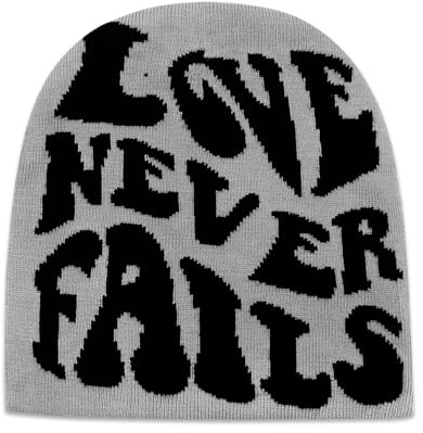 YAMEIZE Beanie Mütze Herren Damen Buchstabendruck Mütze Slouchy Skull Cap Winter Knit Mütze Hip Hop Fashion Beanie