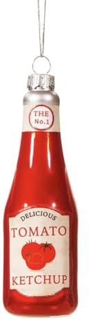 Tomato Ketchup Bauble, Novelty Christmas Decoration, Hanging Tomato Sauce Glass Bottle Bauble, Fun Xmas Tree Decoration, Quirky Xmas Tree Ornament, Stocking Filler, Food Lovers Gift
