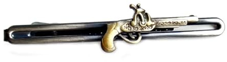 Krawattennadel Pistole Colt Motiv antikbicolor matt geschwärzt 7,2 cm + Geschenkbox Accessoire für die Seidenkrawatte