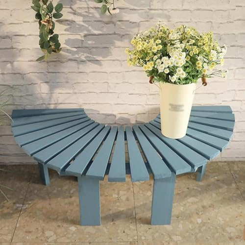 Outdoor Garten Massivholz Rund Baumbank Wetterbeständig Korrosionsbeständig Fächerförmig Parksitz Perfekt für die Umgebung von Bäumen und Terrassen
