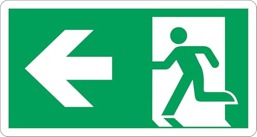 Cartello Uscita di Sicurezza Freccia Sinistra ISO 7010 | Alluminio 220x120 mm