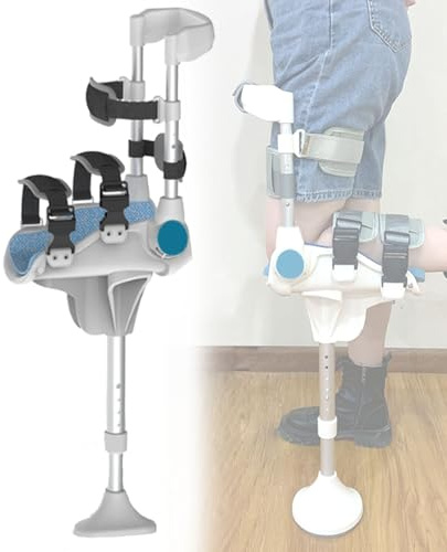 Knie-Gehhilfe for Knöchelfrakturen und Verstauchungen, rutschfeste Krücken, einbeiniger Teleskop-Gehhilfe for Erwachsene, höhenverstellbar(Left Leg)
