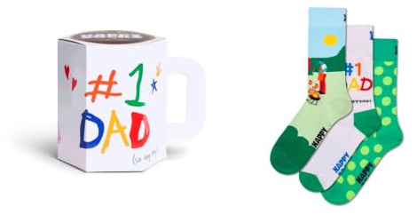 Happy Socks 3-Pack No. 1 Dad Gift Set Baumwolle Socken Damen Herren Weiß 41-46