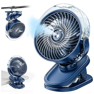 Mini Ventilador Portátil Con Pinza, Ventilador Usb Bateria Silencioso | 6000mAh Rechargable, 360° Giratorio, USB-C con 4 Velocidades, Desk Clip Fan Luz LED para Oficina Hogar Carrito de Golf
