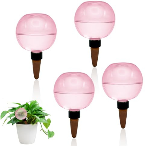 4 sfere di irrigazione per piante, auto-irrigazione, sfera di irrigazione automatica per piante, erogatore d'acqua da 500 ml per piante da interno, balcone, piante da giardino (rosa)