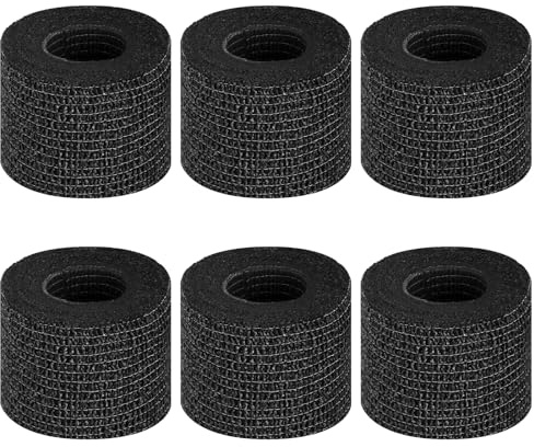 BUTBU Selbstklebender Verband 6 Rollen, 5cm x 4.5m Pflaster Verbandsmaterial, Elastische Tape Bandage Fixierbinde Haftbandage, für Sport, Handgelenk Vet Wrap Katze Hund Pferd, Staub, Fett(Schwarz)