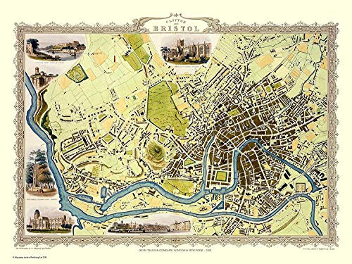 History Portal Limited Edition 1000 Piece Jigsaw Puzzle - Map of Bristol 1851 by John Tallis