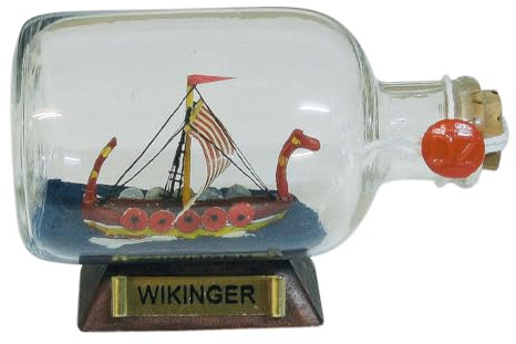 Sea-Club Flaschenschiff - Wikinger Buddelschiff Glas/Holz/Messing B=9cm