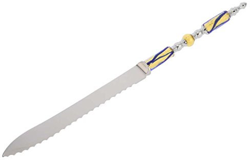Glass Of Venice Italian Murano Glass Wedding Cake Knife - Blue Gold Waves