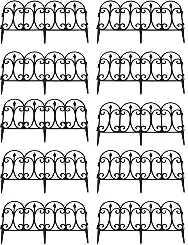 Selections Black Plastic Lawn Edging Curved Top Panels for Garden Paths and Borders - Pack of 10