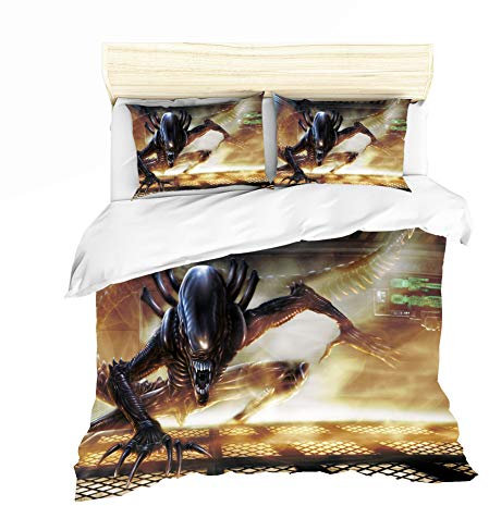 ZKDT Bettwäsche-Set, Hochwertiges Mikrofaser Mode Alien Theme Design Bettbezug, Kopfkissenbezug (Stil 5,135x200 cm)