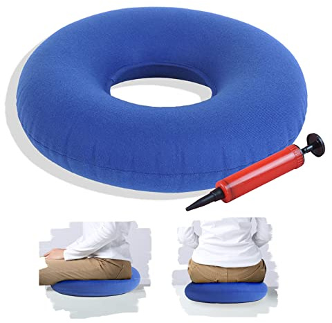 TUAKIMCE Hämorrhoiden Sitzkissen Aufblasbar,Aufblasbares Rundkissen,Sitzring Hämorrhoiden Aufblasbar, Hämorrhoiden Kissen Aufblasbar (Blau)